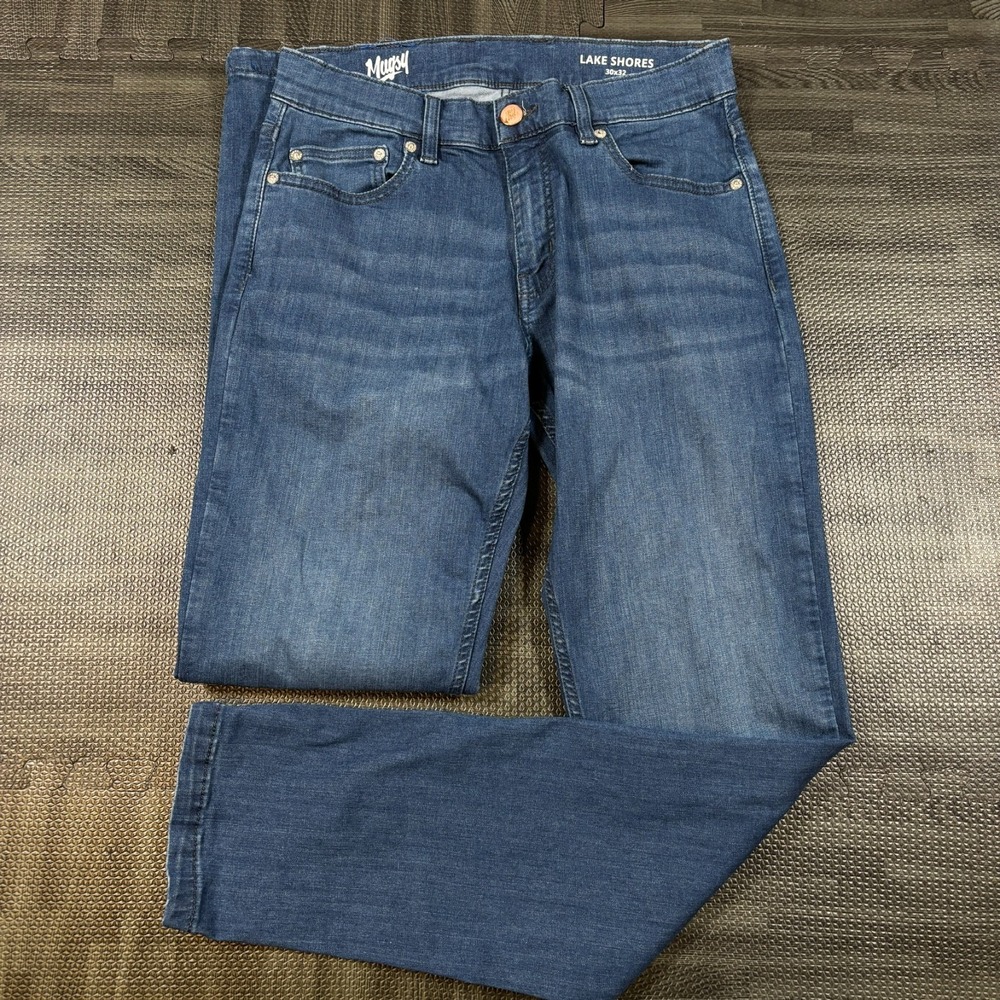 Mugsy Jeans Mens 30x32 Blue Lake Shores Stretch Casual Comfort Minimalist Preppy